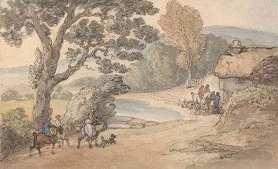 Landscape with a Hunting Party by Thomas Rowlandson